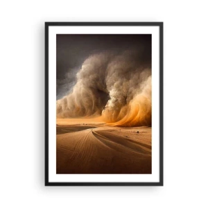 Póster en marco negro - Una enorme tormenta de arena en el desierto - 50x70cm - Ira del desierto - Decoración de pared moderna para salón y dormitorio ARTTOR
