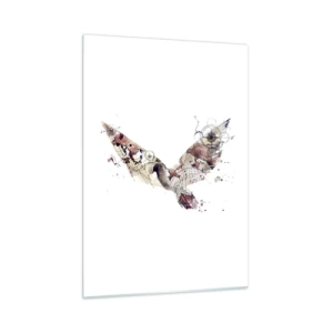 Cuadro sobre vidrio - Impresiones sobre Vidrio - Alas de estilo artístico abstracto sobre un fondo blanco. - 50x70cm - Vagabundo volador - Decoración de pared moderna para salón y dormitorio ARTTOR