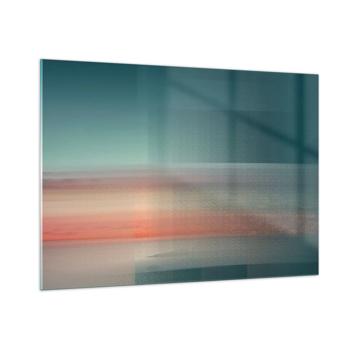 Cuadro sobre vidrio - Impresiones sobre Vidrio - Una abstracción pastel que recuerda las ondas de luz al atardecer. - 100x70cm - Abstracción: ondas de luz - Decoración de pared moderna para salón y dormitorio ARTTOR