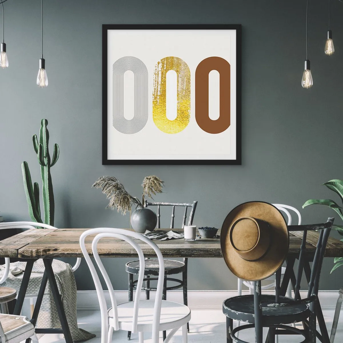 Póster en marco negro - ¡Ooo! - 60x60 cm