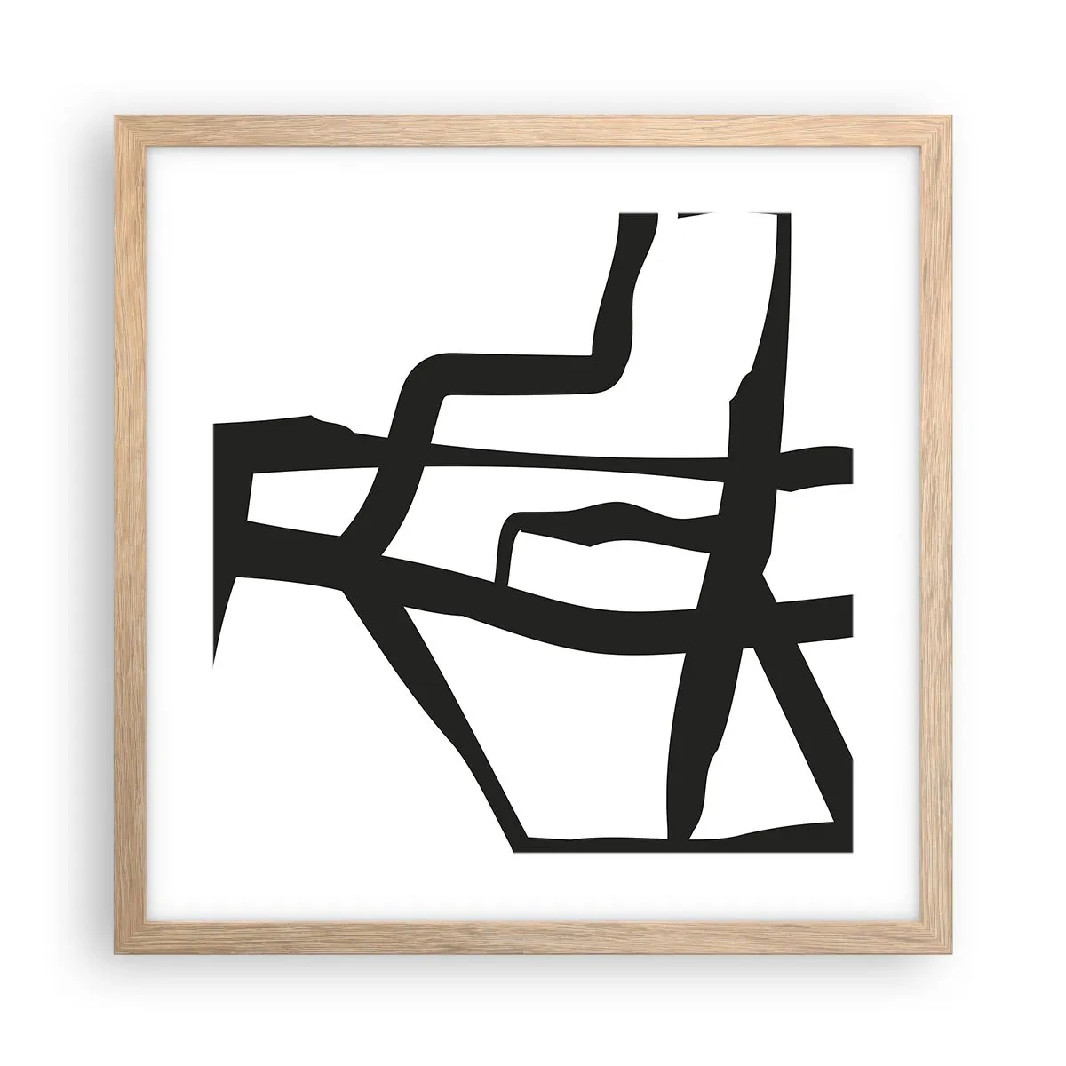 Póster en marco roble claro - Construcción en blanco y negro - 40x40 cm