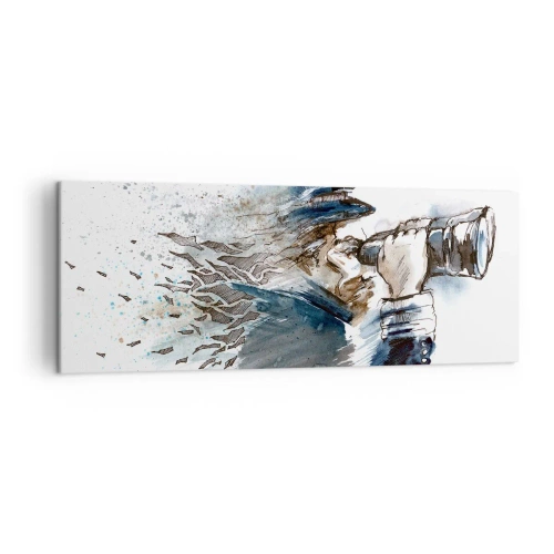 Cuadro sobre lienzo - Impresión de Imagen - Un capitán con binoculares en una dinámica escena de acuarela. - 140x50cm - Tierra a la vista - Decoración de pared moderna para salón y dormitorio ARTTOR