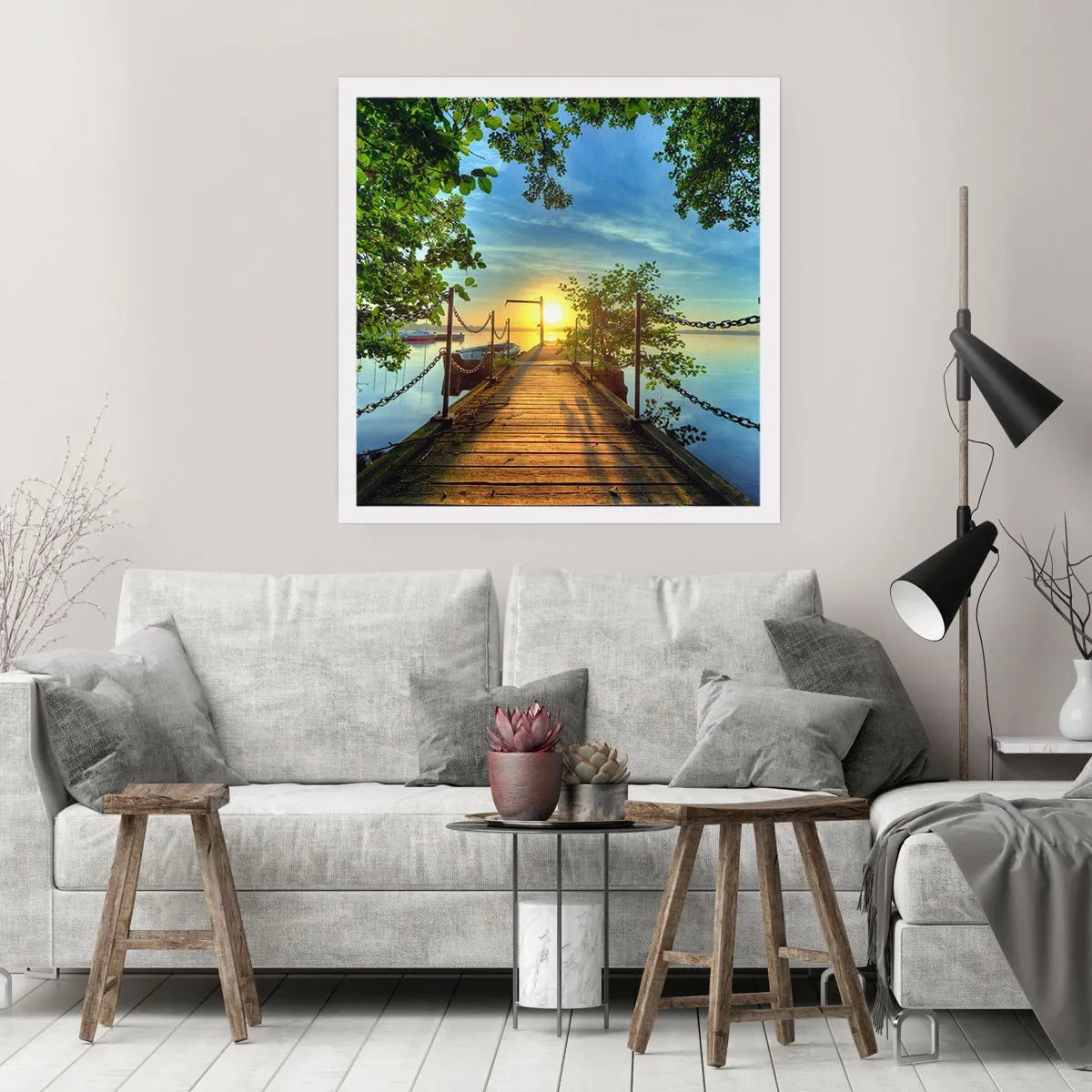 Póster - Atardecer junto al agua - 30x30 cm