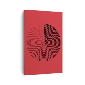 Cuadro sobre lienzo - Impresión de Imagen - Círculos concéntricos sobre fondo rojo - 80x120cm - Movimiento circular - Decoración de pared moderna para salón y dormitorio ARTTOR