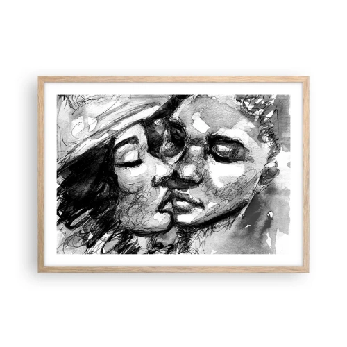 Póster en marco roble claro - Un momento tierno - 70x50 cm