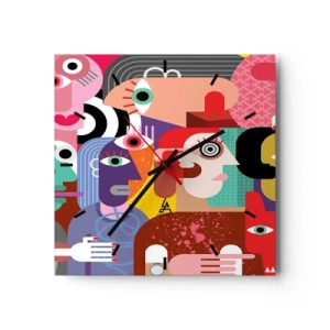 Reloj de pared - Reloj de vidrio - Estilo Picasso - 40x40 cm