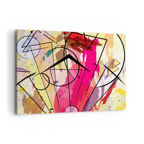 Cuadro sobre lienzo - Impresión de Imagen - Abstracción con líneas y formas geométricas. - 100x70cm - Explosión - Decoración de pared moderna para salón y dormitorio ARTTOR