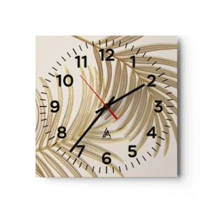 Reloj de pared - Reloj de vidrio - Palma de Oro - 40x40 cm