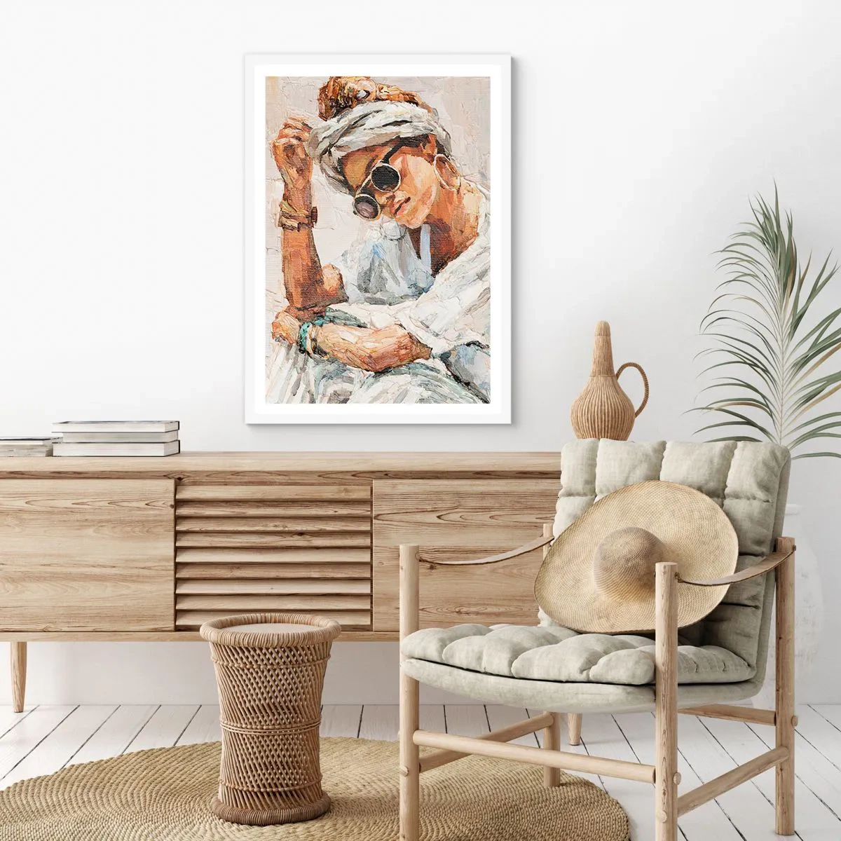 Póster en marco blanco - Retrato a pleno sol - 30x40 cm