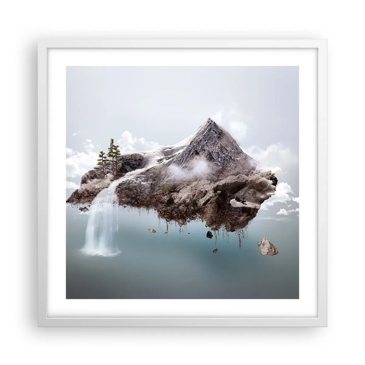 Póster en marco blanco - Isla surrealista - 50x50 cm