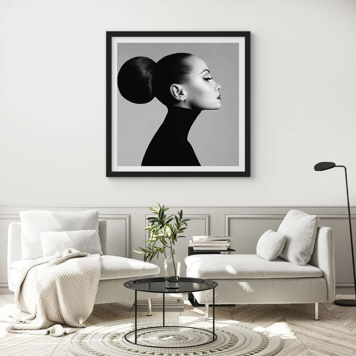Póster en marco negro - Nefertiti contemporánea - 40x40 cm