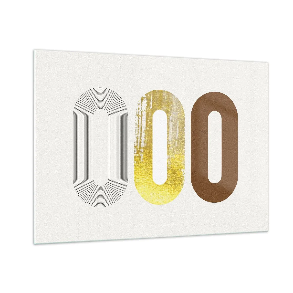 Cuadro sobre vidrio - Impresiones sobre Vidrio - Gráficos geométricos modernos en oro y bronce. - 100x70cm - ¡Ooo! - Decoración de pared moderna para salón y dormitorio ARTTOR