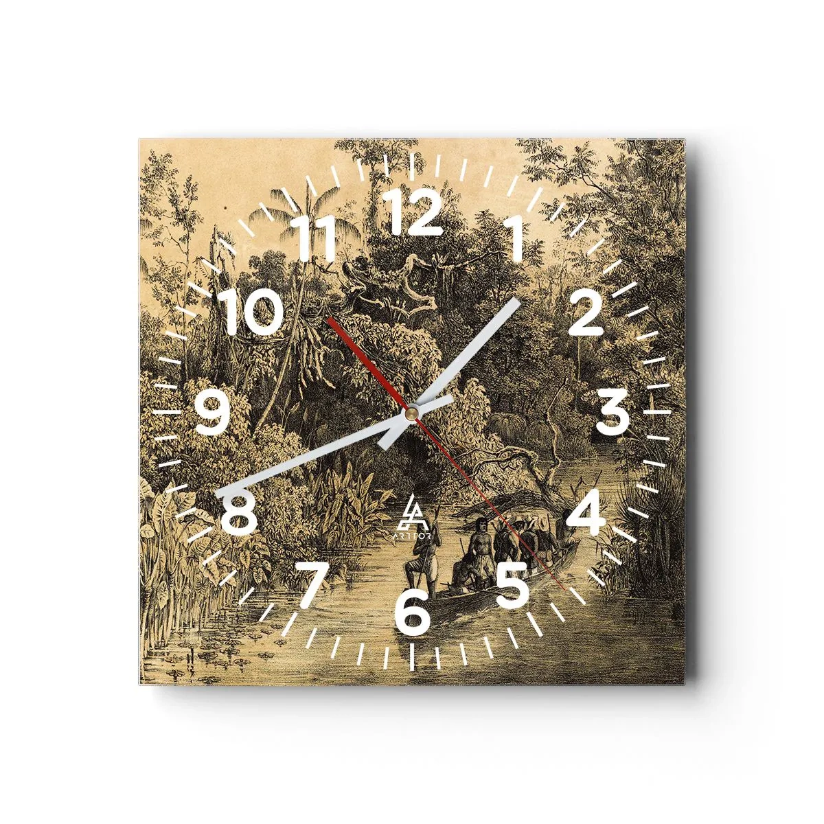 Reloj de pared - Reloj de vidrio - Expedición a la fuente - 30x30 cm