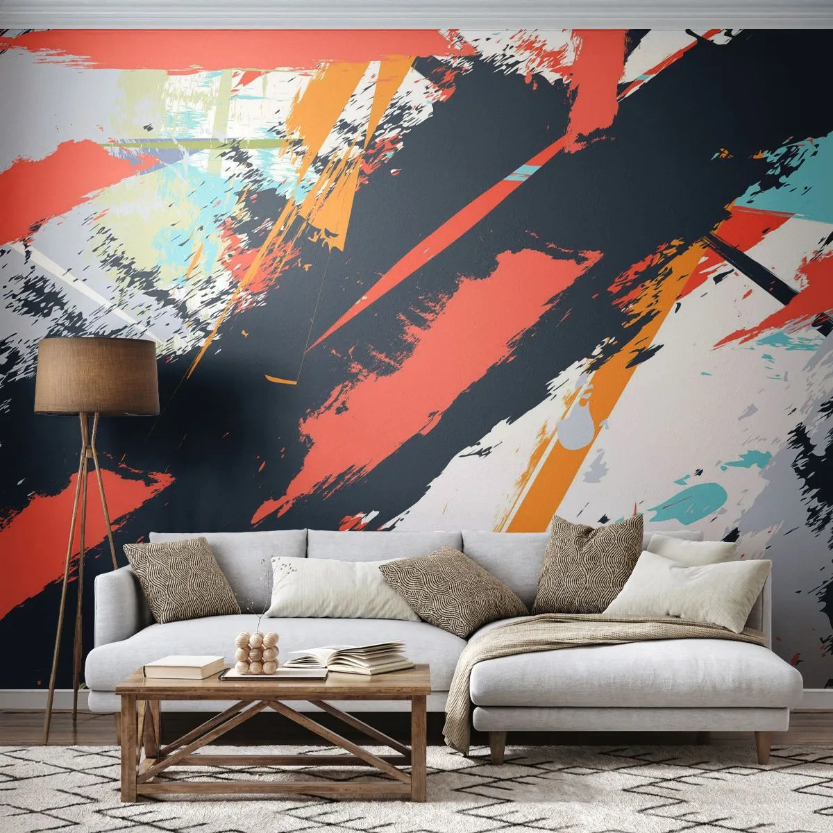 Fotomural Premium Canvas - Composición dinámica - Abstracción, Pintada, Pedazo - 200x140 cm