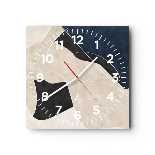 Reloj de pared - Reloj de vidrio - Composición abstracta - contraste de colores - 30x30 cm