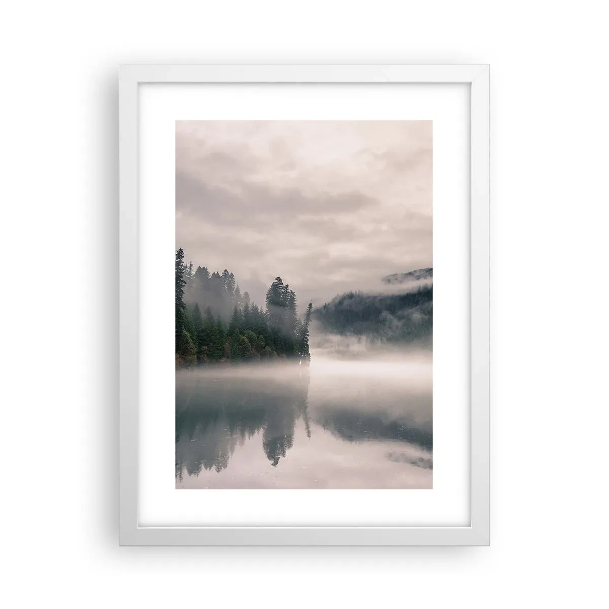 Póster en marco blanco - En el ensueño, en la niebla - 30x40 cm