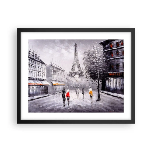 Póster en marco negro - Un paseo parisino - 50x40 cm
