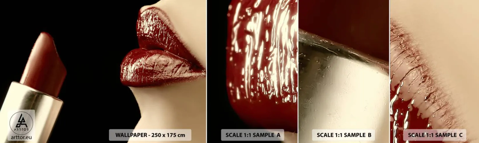 Muestra De Fotomural Standard Eco - Sensualidad y brillo del carmín - Gente, Mujer, Constituir - 100x30 cm