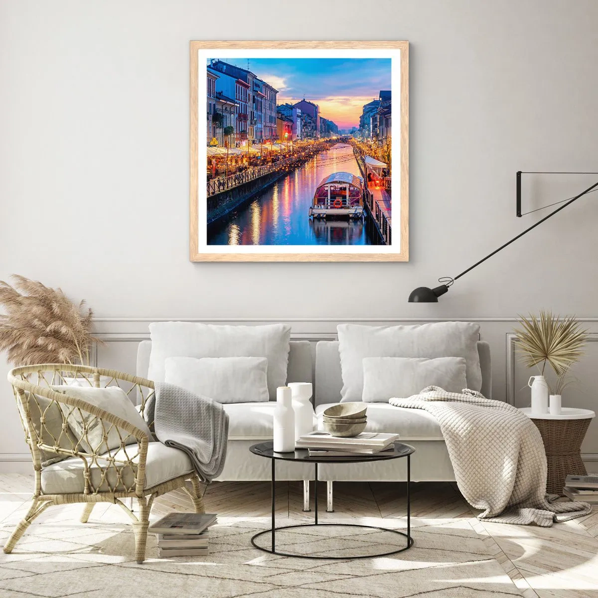 Póster en marco roble claro - Una noche de luz y diversión - 60x60 cm