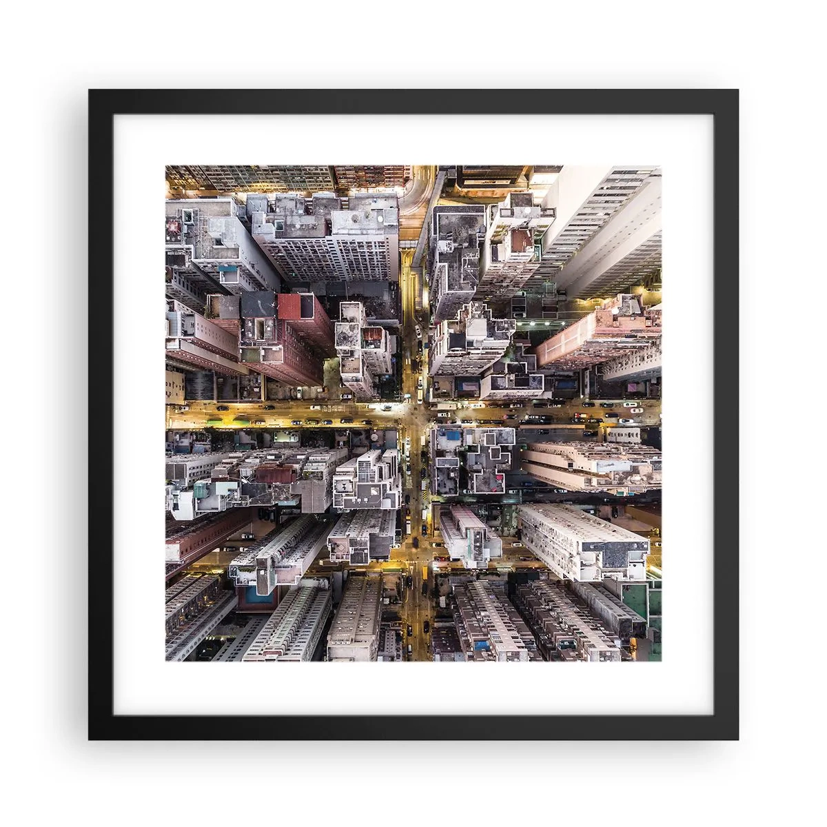 Póster en marco negro - Saludos desde Hong Kong - 40x40 cm