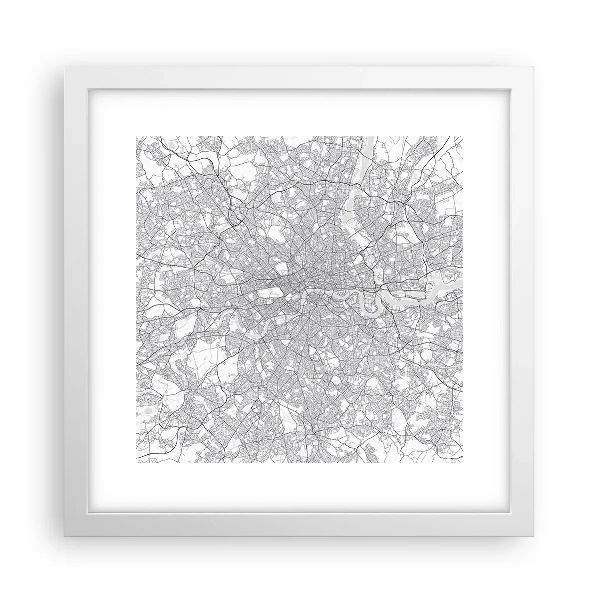 Póster en marco blanco - Un mapa del laberinto de Londres - 30x30 cm