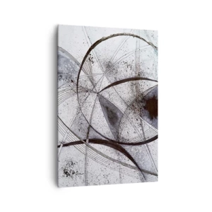 Cuadro sobre lienzo - Impresión de Imagen - Líneas y formas abstractas en tonos de gris y negro. - 70x100cm - Fantasía futurista - Decoración de pared moderna para salón y dormitorio ARTTOR