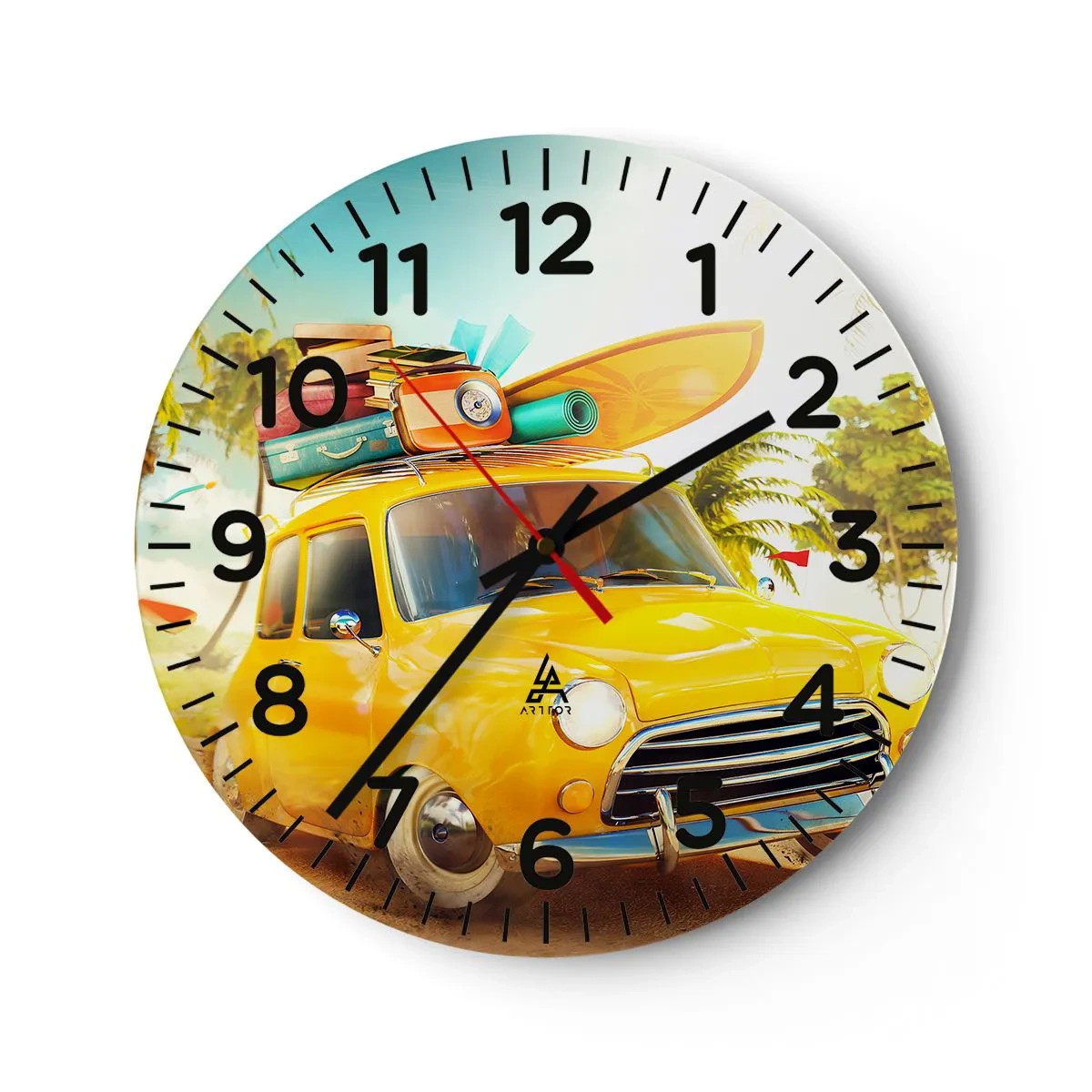 Reloj de pared - Reloj de vidrio - Un viaje para más de una sonrisa - 40x40 cm