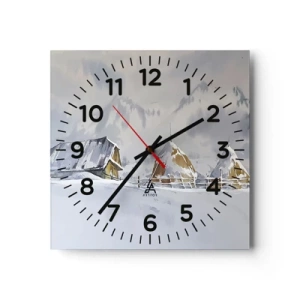 Reloj de pared - Reloj de vidrio - En un valle nevado - 40x40 cm