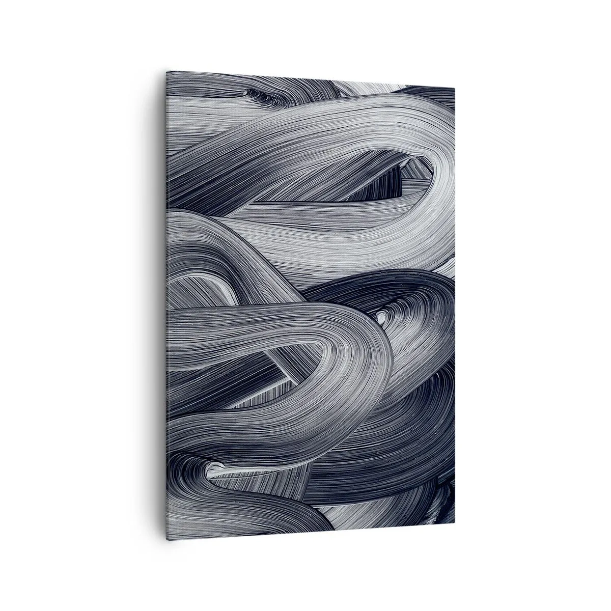 Cuadro sobre lienzo - Impresión de Imagen - Abstracción en blanco y negro con pinceladas dinámicas. - 70x100cm - La fluidez de la realidad - Decoración de pared moderna para salón y dormitorio ARTTOR