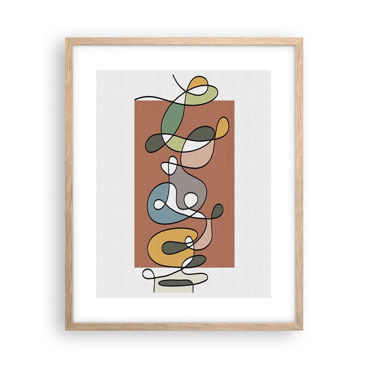 Póster en marco roble claro - Abstracción: una maraña de colores - 40x50 cm