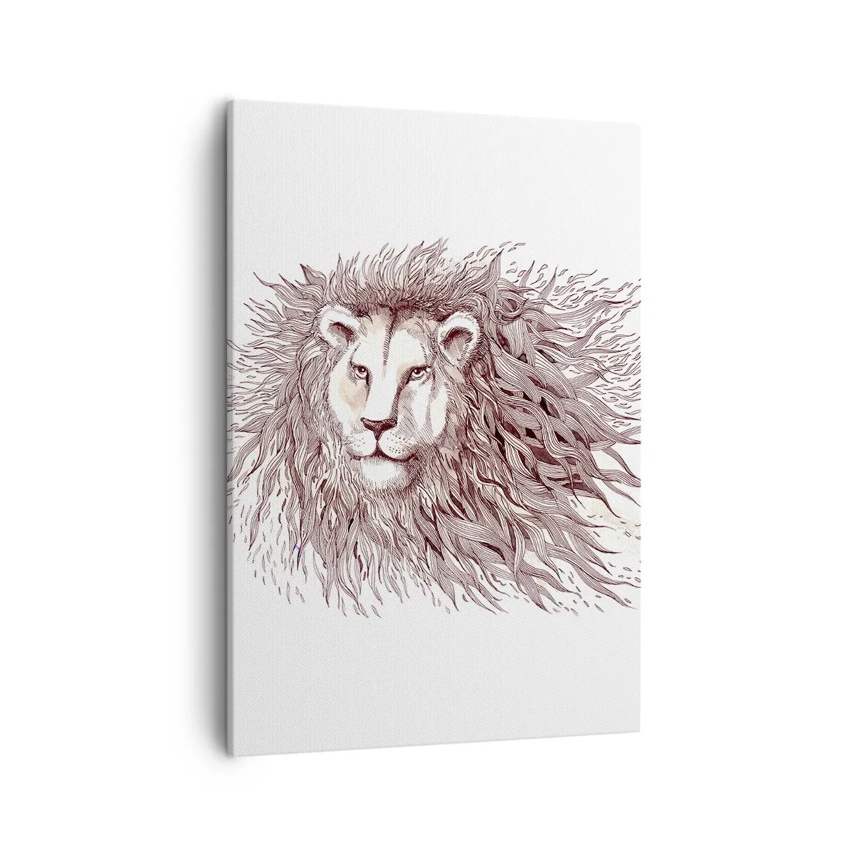 Cuadro sobre lienzo - Impresión de Imagen - Pintura artística de acuarela de un león con una melena detallada. - 50x70cm - Gobernante extravagante - Decoración de pared moderna para salón y dormitorio ARTTOR