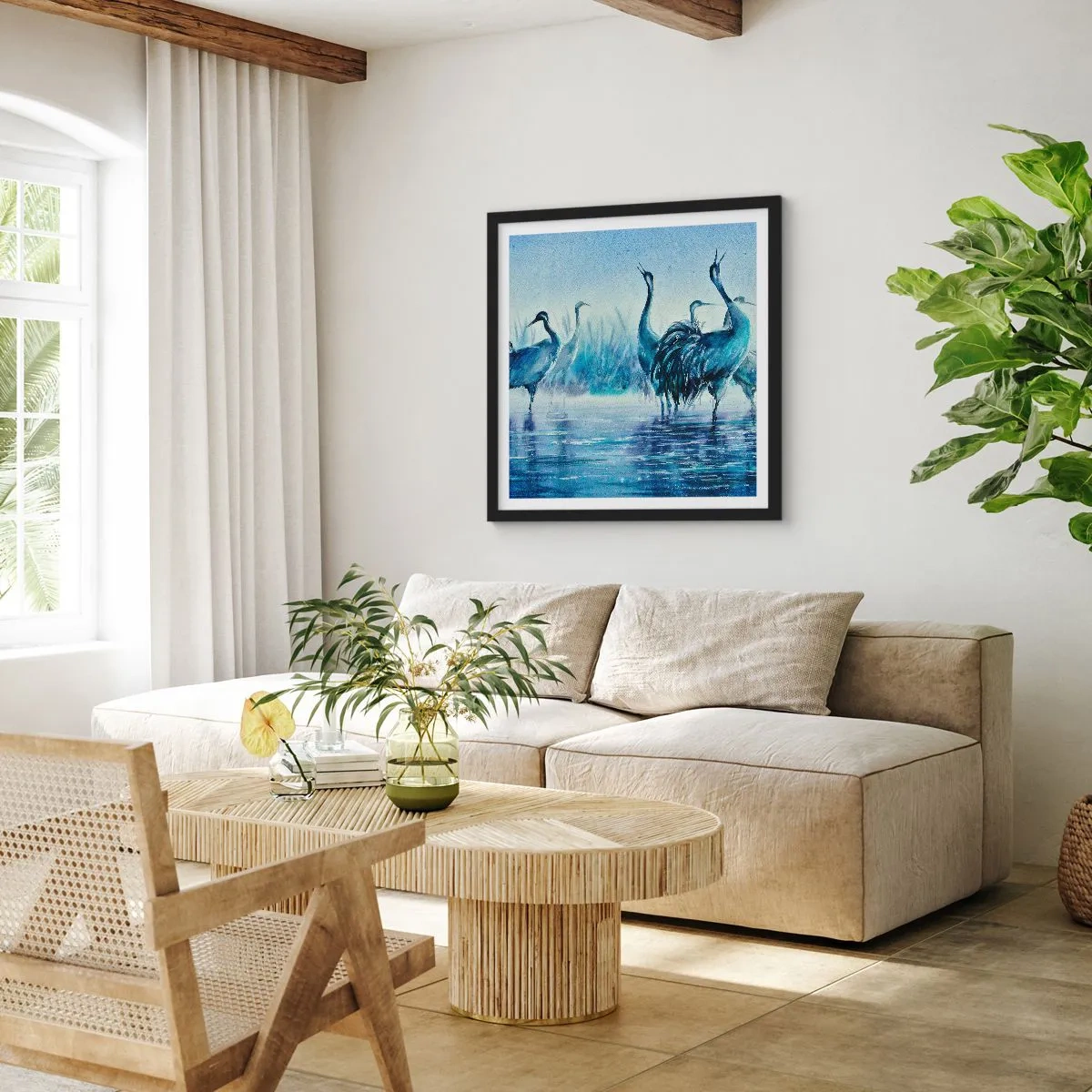 Póster en marco negro - Reunión matinal - 40x40 cm