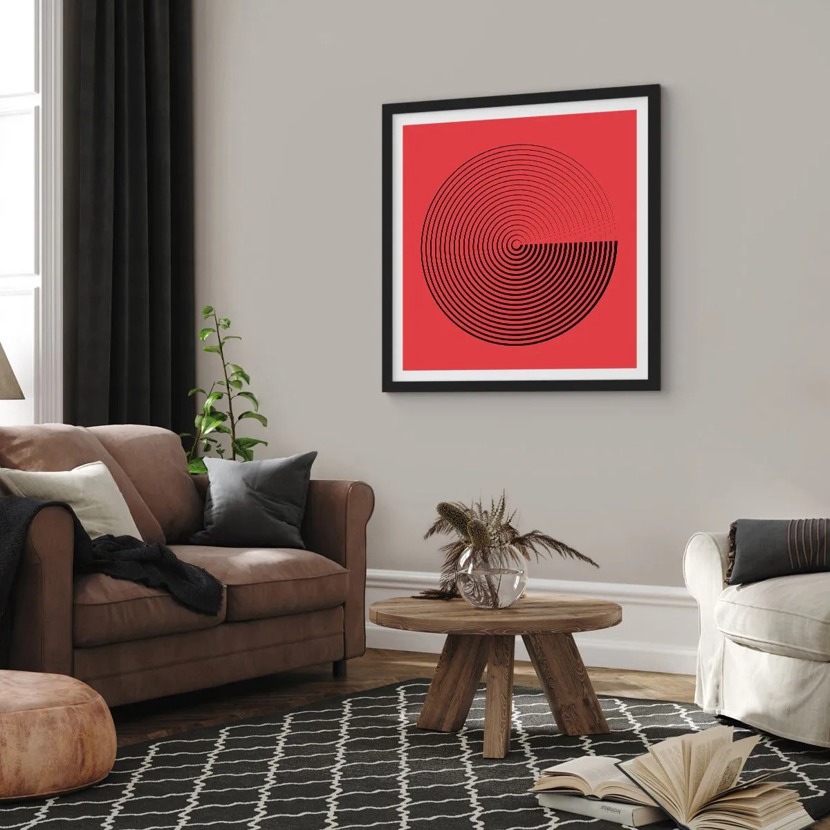 Póster en marco negro - Movimiento circular - 30x30 cm