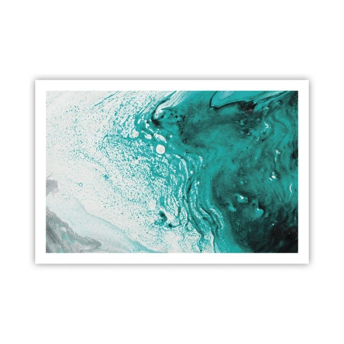 Póster - Disolución en blanco y turquesa - 91x61 cm