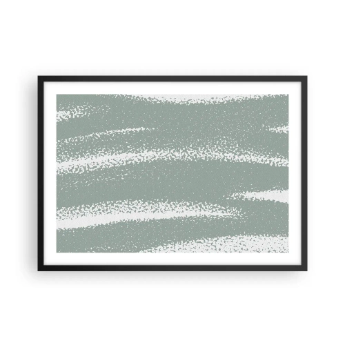 Póster en marco negro - Ondas invernales en tonos menta y blanco. - 70x50cm - Abstracción invernal - Decoración de pared moderna para salón y dormitorio ARTTOR