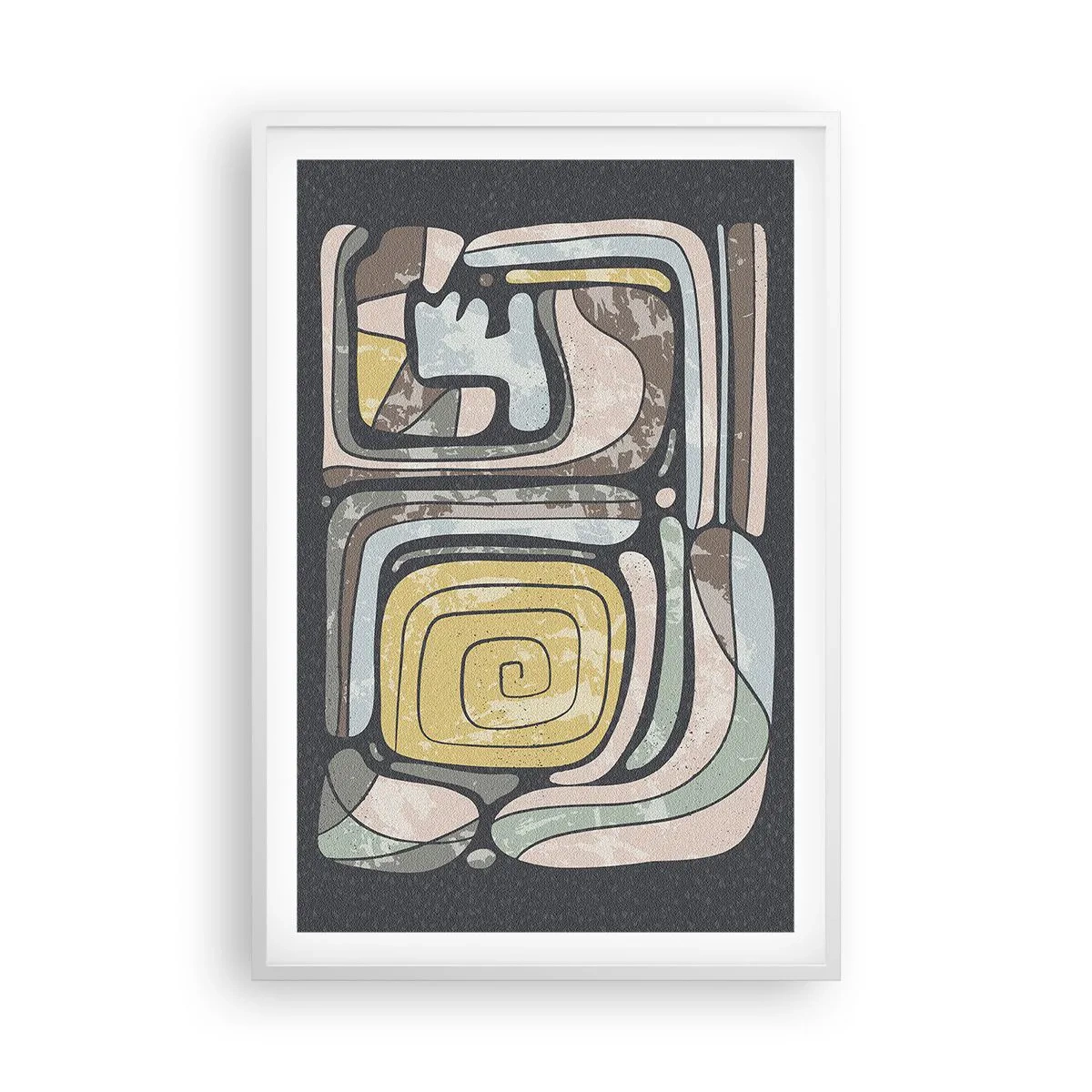 Póster en marco blanco - Abstracción con espíritu precolombino - 61x91 cm
