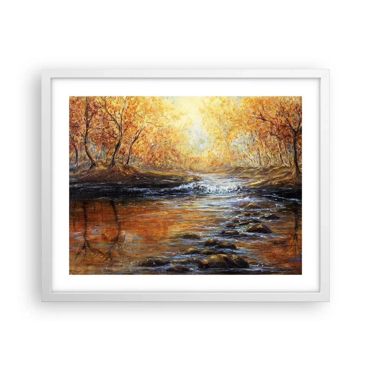 Póster en marco blanco - Arroyo de oro - 50x40 cm