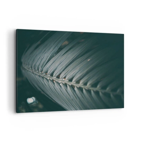 Cuadro sobre lienzo - Impresión de Imagen - Primer plano de un detalle de hoja de palma en tonos oscuros - 120x80cm - La precisión de la naturaleza - Decoración de pared moderna para salón y dormitorio ARTTOR