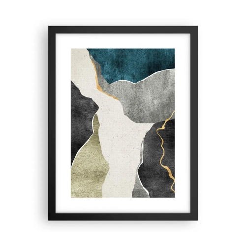 Póster en marco negro - Composición en mosaico con una hebra de oro - 30x40 cm