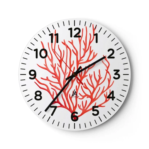 Reloj de pared - Reloj de vidrio - Filigrana de coral - 40x40 cm