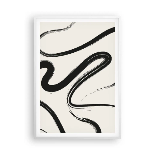 Póster en marco blanco - Fantasía en blanco y negro - 70x100 cm