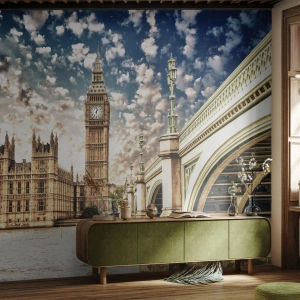 Fotomural Premium Sand - Nubes sobre el Támesis - Ciudad, Londres, Inglaterra - 450x315 cm