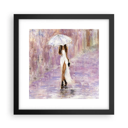 Póster en marco negro - En la lluvia de lilas - 30x30 cm