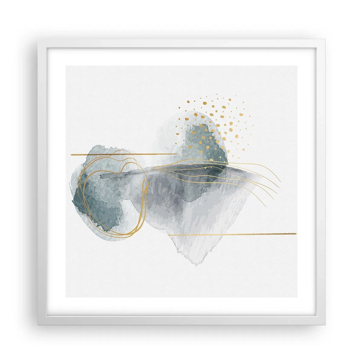 Póster en marco blanco - Sobre la relación entre el gris y el oro - 50x50 cm