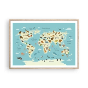 Póster en marco roble claro - Buenos vecinos - 100x70 cm