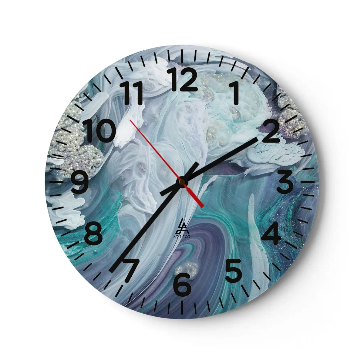 Reloj de pared - Reloj de vidrio - Corrientes de azul - 40x40 cm