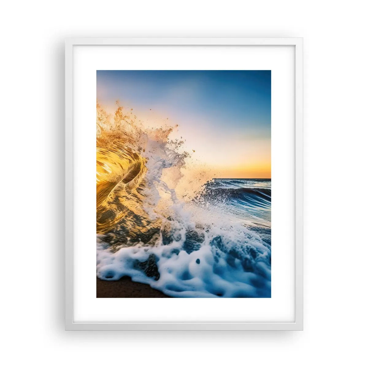 Póster en marco blanco - Jugando en la arena - 40x50 cm