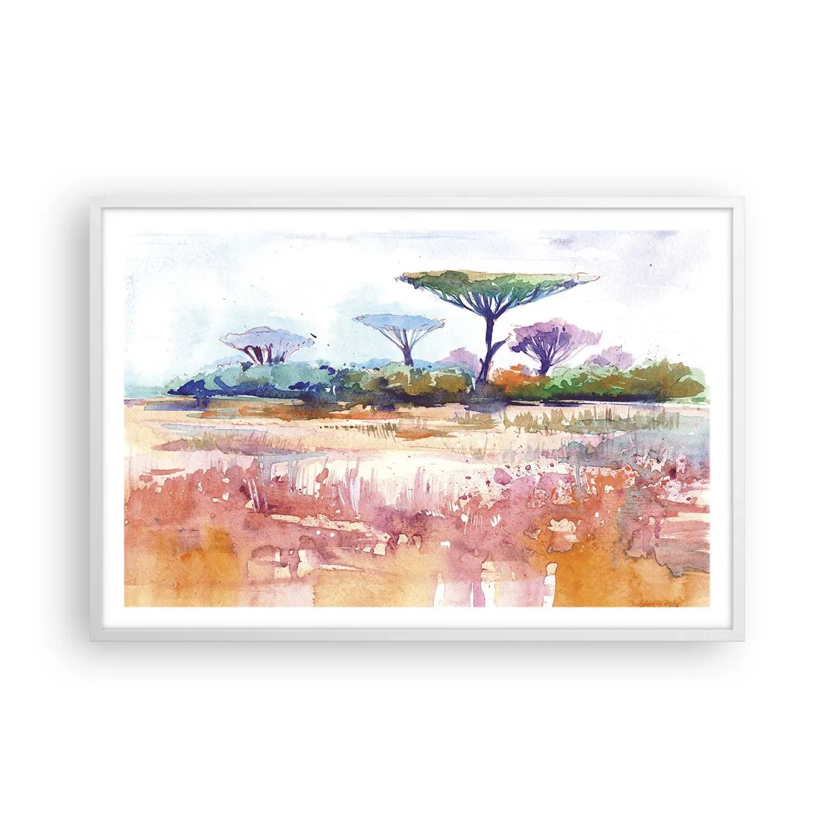 Póster en marco blanco - Colores de la sabana - 91x61 cm