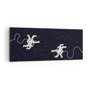 Cuadro sobre lienzo - Impresión de Imagen - Astronautas flotando en el espacio con un telón de fondo de estrellas. - 120x50cm - Danza cósmica - Decoración de pared moderna para salón y dormitorio ARTTOR