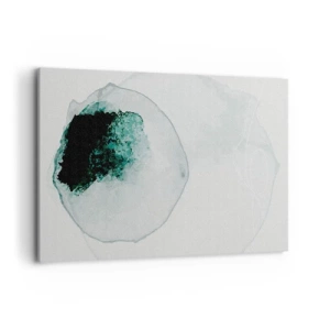 Cuadro sobre lienzo - Impresión de Imagen - Gota de agua abstracta con tonos de verde y negro. - 120x80cm - En una gota de agua - Decoración de pared moderna para salón y dormitorio ARTTOR